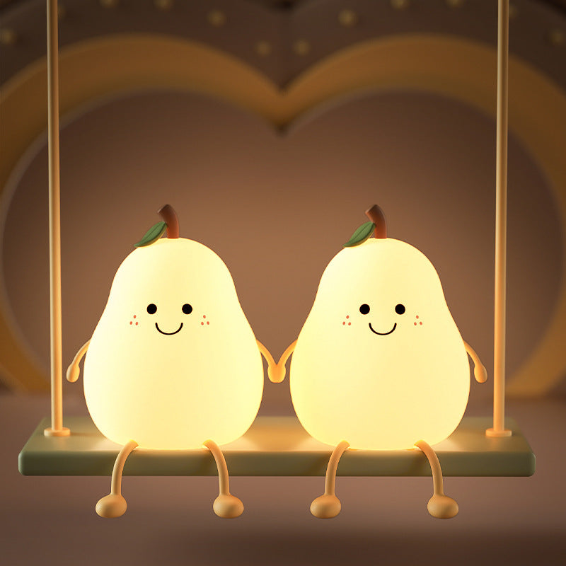 Creative Pear Lamp Is Cute Regardless Of Pear Colorful Silicone Sleeping Night Light For Children&#039;s Bedroom Bedside Pat Light