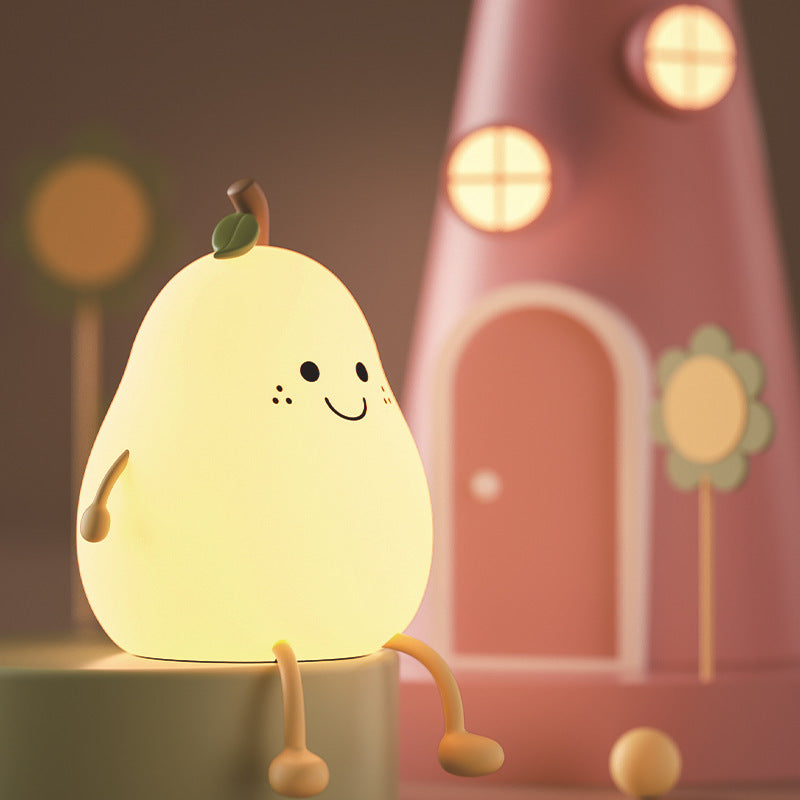 Creative Pear Lamp Is Cute Regardless Of Pear Colorful Silicone Sleeping Night Light For Children&#039;s Bedroom Bedside Pat Light